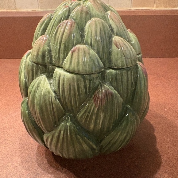 Vintage Ceramic Artichoke Lidded Container‎ Jar Decor Kitchen Storage - Picture 2 of 6